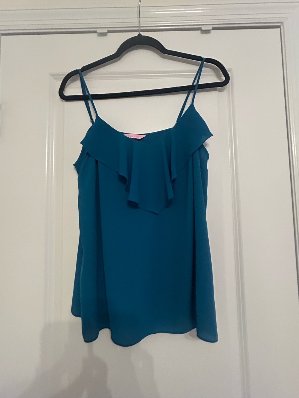 Lilly Pulitzer Teal Ruffle-Front Spaghetti Strap Camisole